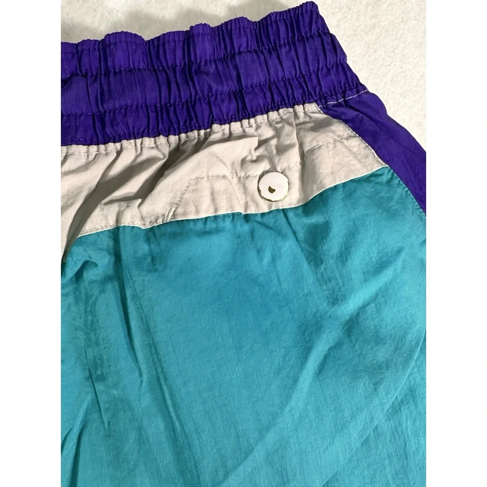 Nike Men's Colorblock Swim Trunks 34 Teal Purple Gray Lined Drawstring Pockets